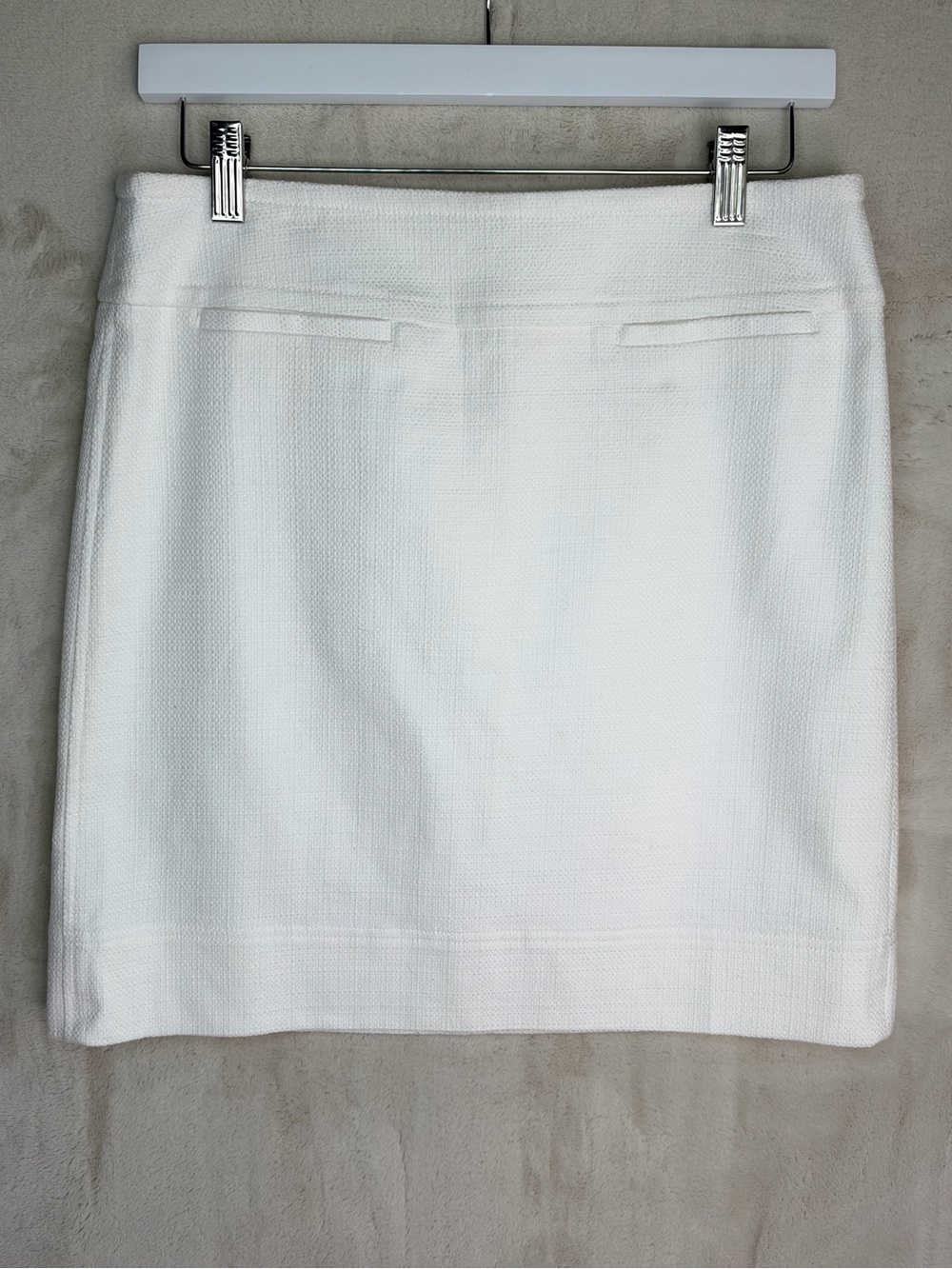 Talbots White Textured Preppy Pencil Skirt